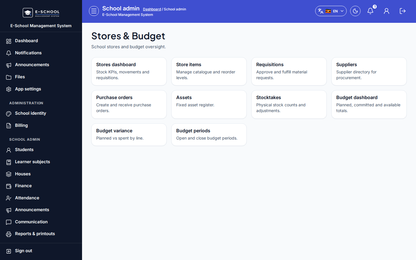 Stores & Budget desktop