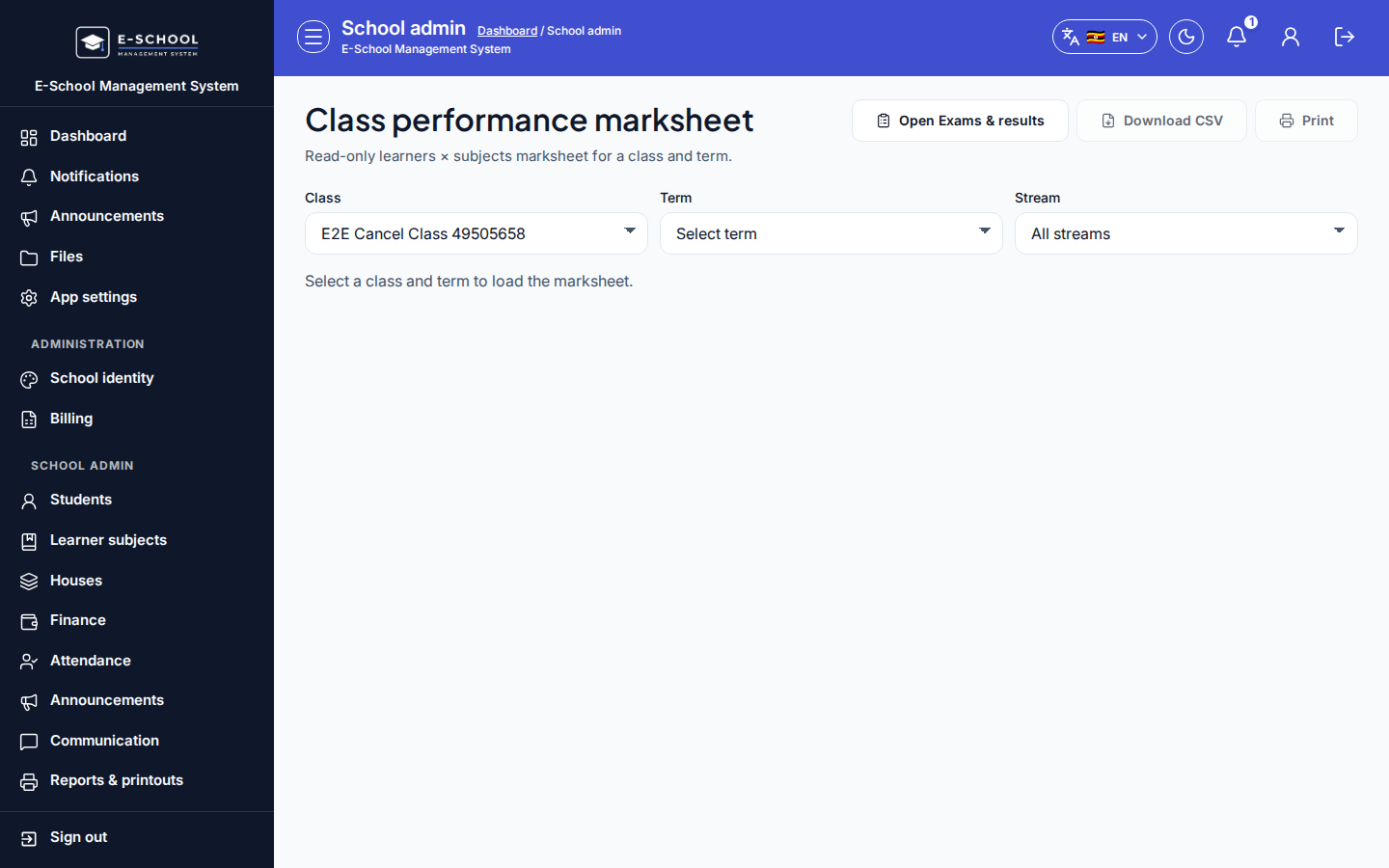 Class performance marksheet step 2 desktop