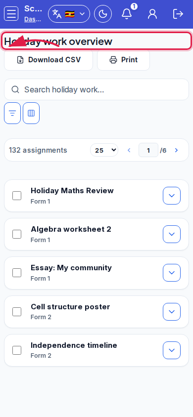 Holiday Work step 1 mobile