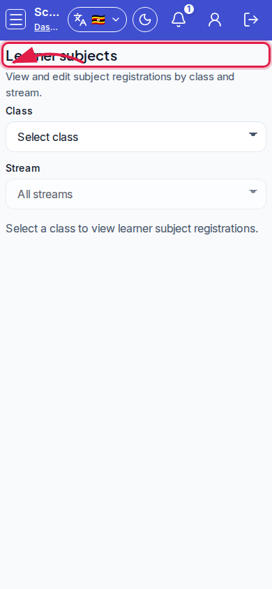 Learner subjects step 1 mobile