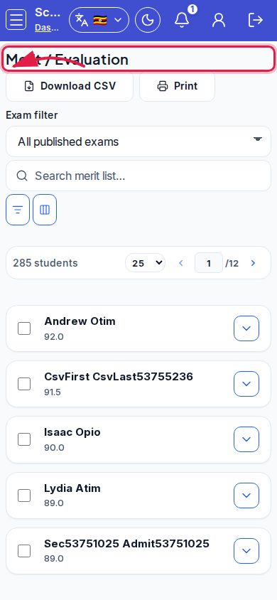 Merit / Evaluation step 5 mobile