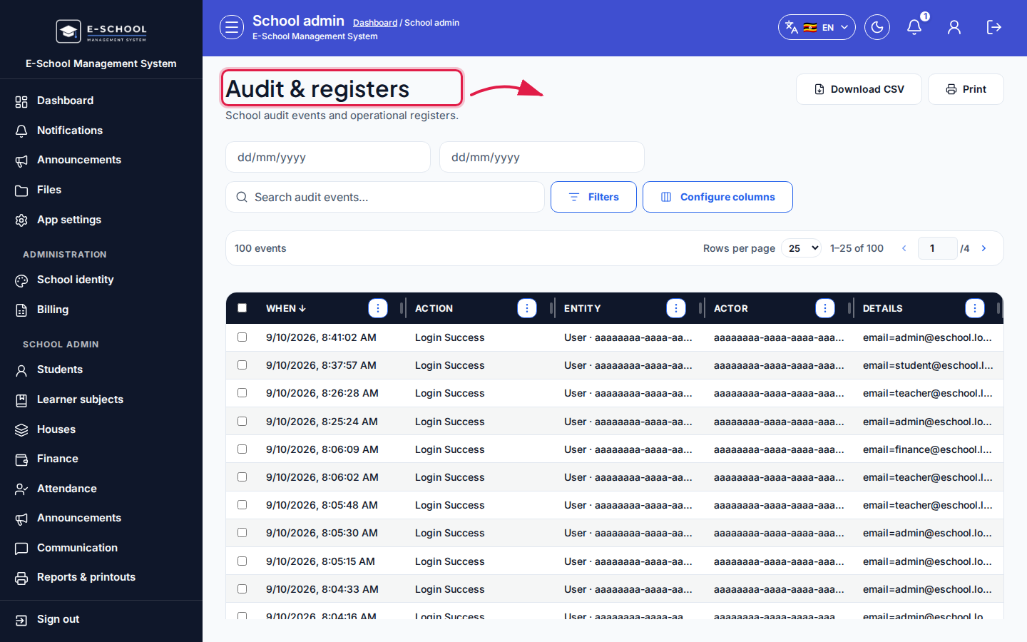 Audit &amp; registers step 3 desktop
