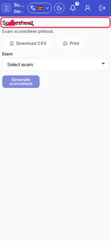 Scoresheets step 1 mobile
