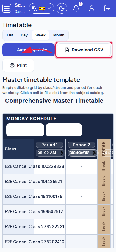 Timetable step 5 mobile