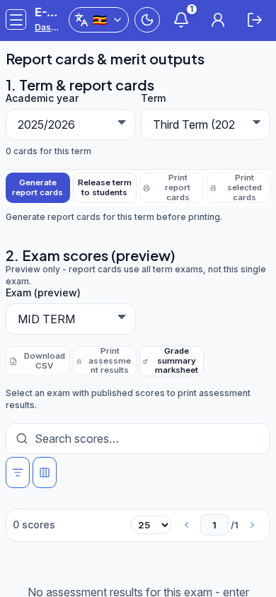 Print selected report cards mobile