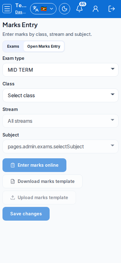 Marks & exams mobile