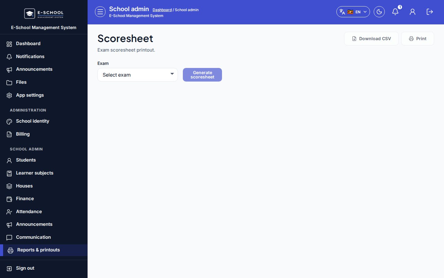 Scoresheets desktop